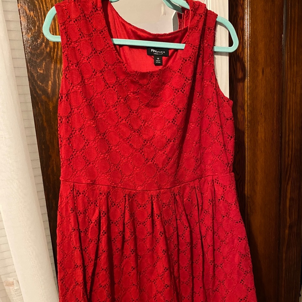 Little red eyelet dress